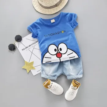 Tegnefilm Toddler Dreng Tøj Sommer Sæt 3 Farve T-Shirt, Korte Jeans Børn Tøj Kortærmet Skjorte Drenge Passer Til Baby Træningsdragt