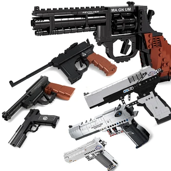 Teknik Hær Mark Pistol Pistoler Kit Revolverende Pistol Sæt Swat Militære Ww2 Våben Model Byggesten Dreng Legetøj Desert Eagle