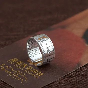 Thai Sølv Engros S990 Sterling Sølv Ring Archaize En Proces Forpligter Sig Til Par, Der Først Åbne Hjertet Til At Håndtere