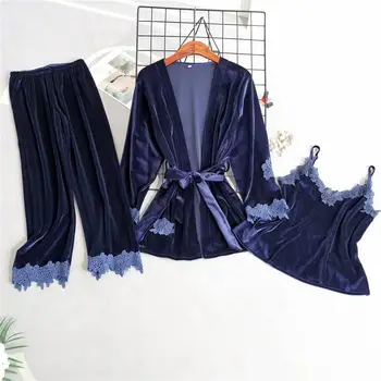 Thick Nightwear Autumn Winter Women Warm Sleepwear Home Wear Female Floral Pajamas Pyjamas Set 2019