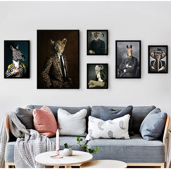 Til stuen Hjem boligindretning Abstrakte Dyr, Elefant, Løve, Tiger Plakat Væg Kunst, Lærred Maleri Udskrive Billeder