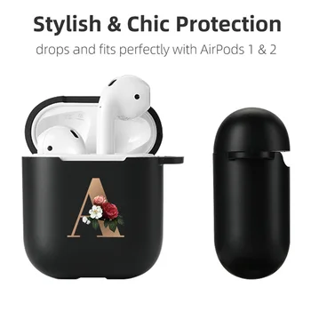 Tilfældet For AirPods 2/1 Airpods 2 Cover Søde Blomster Guld Oprindelige alfabet Bogstav Bluetooth Hovedtelefon Cover For Apple AirPods Sag