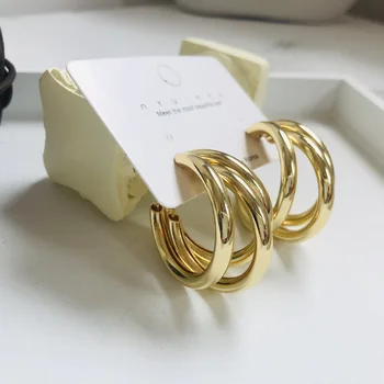 Tilpassede retro ring øreringe design c-formede øreringe s925 sølv nål Hong Kong style 14k ægte guld øreringe