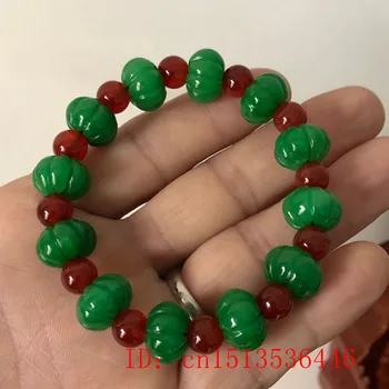 Tilpasset Naturlige Emerald perler, Græskar Elastisk Armbånd Jadeite Charme Smykker Mode Tilbehør, der er håndskåret og Lykke Amulet