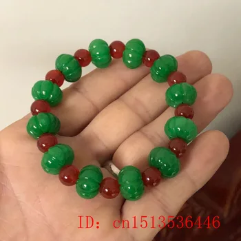 Tilpasset Naturlige Emerald perler, Græskar Elastisk Armbånd Jadeite Charme Smykker Mode Tilbehør, der er håndskåret og Lykke Amulet