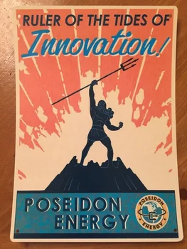 Tin Tegn Vintage Nedfald Poseidon Energi Lineal Af Tidevandet I Innovation