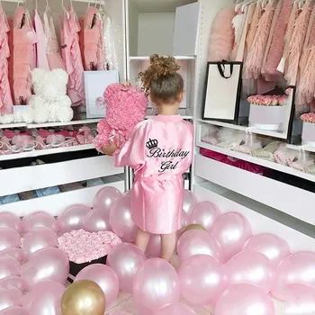 Toddler Baby Kid Solid Silke Satin Kimono Gevandter, Morgenkåbe Fødselsdag Piger, Nattøj Fashionable Smukke Pige Barn Pink Pyjamas
