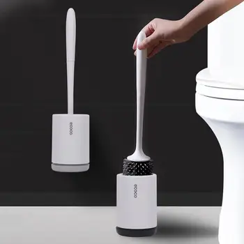 Toilet Børste Gummi Hoved Rengøring Stående Børste Silikone Lange Håndtag Væggen Hænger Børster til Toilet-Gulvtæppe Rengøring af Badeværelse
