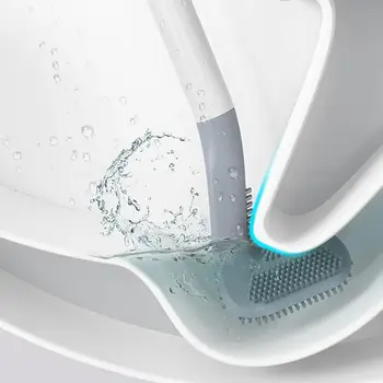 Toilet Børste Silikone Automatisk Innovativ Børste Lange Håndtag Golf Børste Hoved Toilet Rengøring Af Tilbehør Med Base
