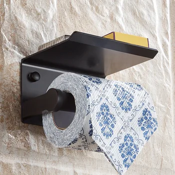 Toiletpapirholder med Hylde vægmonteret Mobiltelefon køkkenrulleholder Dekorative Badeværelse Rulle Papir Indehaver