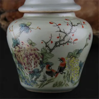 Tongzhi af Qing-Dynastiet Famille Rose Blomst Og Fugl Mønster Antikke Ingefær Jar