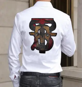 Top-shirts Mode Rhinestones Mænd designer Shirt i Åndbar Høj kvalitet Afslappet med Lange Ærmer Mærke Mænd drop shipping