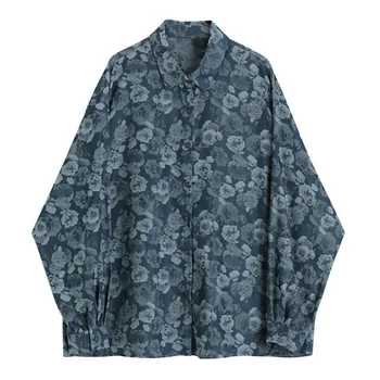 Toppe Kvinder Nye Print Blomst Langærmet Skjorte Kvinder, Koreanske Studerende Harajuku Vintage Plus Size Toppe Kawaii Gotiske Unif Tshirt