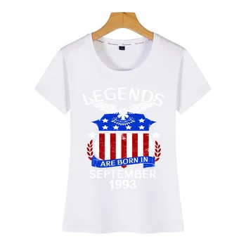 Toppe, T-Shirt Kvinder legender er født i september 1993 Mode Hvid Tilpasset Kvindelige Tshirt