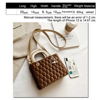 Tote Handbag Taske Mode Luksus Kvinders Taske Designer Crossbody Tasker Til Kvinder 2021 ensfarvet Velour Kvinders Messenger Bag