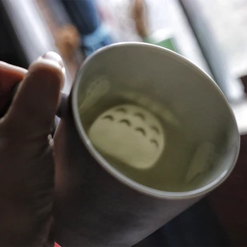 Totoro Tema Mælk / Kaffe Krus med låg og Ske, Ren Farve Krus Cup Køkken Værktøj Gave, Sød Kaffe Krus og Kopper Te Kop
