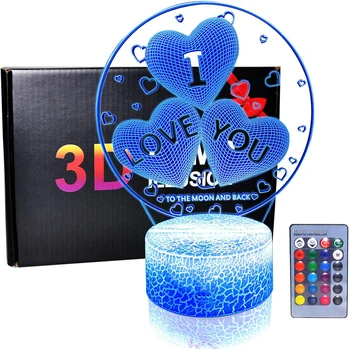 Touch-Fjernbetjeningen farverige nat lys, jeg Elsker Dig 3D-Nat Lys Valentine ' s Day Gave Sengen 16 Farve-LED-Lampe Gave til Pige