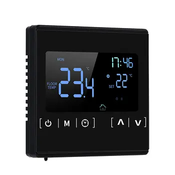 Touch Screen Temperatur Controller Termoregulator Black Back Lys, El-Varme Rum Termostat WiFi