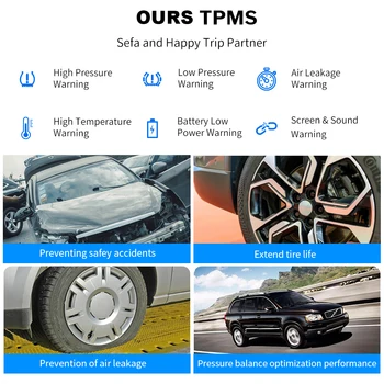 TPMS Bil Dæk Overvågning Pres Display auto Alarm Monitor Solenergi Temperatur ved Opladning Advarsel med 4 sensorer