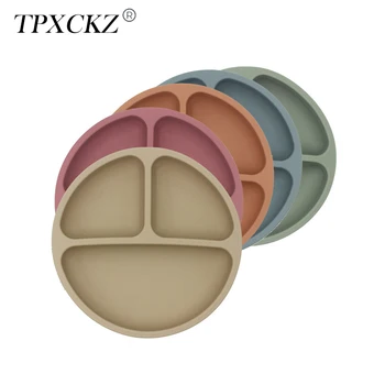 TPXCKz Morandi Farve Silikone middagstallerken Børn Spiser Skål Plade Øko-Venlige Plader til Picnic Ferie Part Salat Frugt