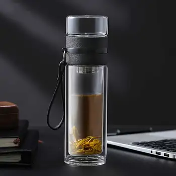 Transparent Glas, Kop Te Bærbare Vand, Te Flaske med Separat Cup JDH88