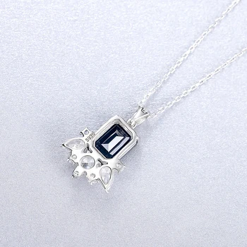 Trendy 925 Sterling Sølv Skabt Blomst Elegante Safir Vedhæng Halskæde Til Kvinder Med Højt Kulstofindhold Diamant Fine Smykker Gave
