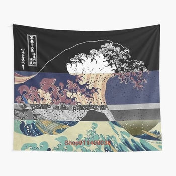 Tricolor Kanagawa Bølge gobelin vægbeklædning Hekseri Boheme-Stil, Kunst vægtæppe nye til hjemmet soveværelse Trykt
