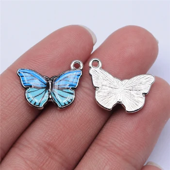 Tristana 20pcs 19x15mm Rhodium Farve Emalje Butterfly Charms Til Smykker at Gøre DIY Smykker Resultater