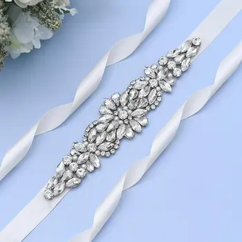 TRiXY S407 Fantastisk Rhinestones Bryllup Bælter Sølv Diamant Bælte Krystal Brude Bælte til Bryllup Kjole Skinnende Bryllup Tilbehør
