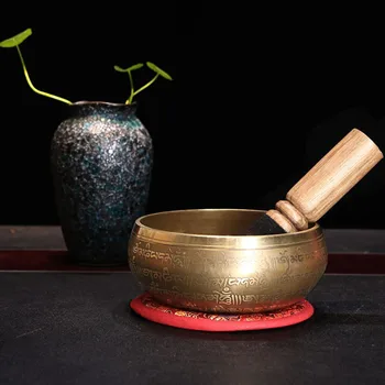 Tro Syngende Skål Sæt Mindfulness Mantra Yoga Med Hammer Gave Ornament Hjem Tibetanske Chakra Healing Meditation