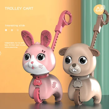 Trolley Walker Toy Barn Musik, Dyr Hånd Skubbe Single Pole Træk Light Car, Baby Legetøj Infant Toy Walker