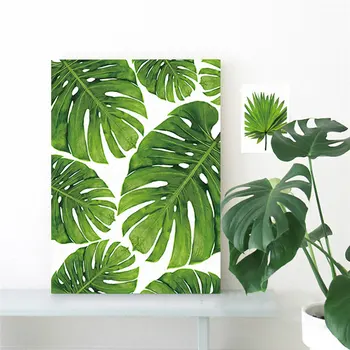 Tropiske Banana Leaf Lærred Maleri Friske Palmeblade Nordisk Grønne Anlæg Plakat Grønne Mur Billede Room Dekoration