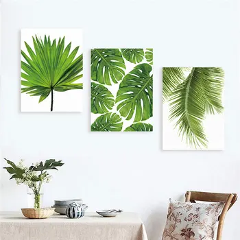 Tropiske Banana Leaf Lærred Maleri Friske Palmeblade Nordisk Grønne Anlæg Plakat Grønne Mur Billede Room Dekoration