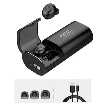 Trådløs Bluetooth-5.0 Hovedtelefoner med 4800MAh Opladning Sagen [Som Power Bank] med Mic-USB Type C Kabel-TWS Stereo In-Ear Earphon