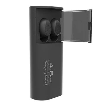 Trådløs Bluetooth-5.0 Hovedtelefoner med 4800MAh Opladning Sagen [Som Power Bank] med Mic-USB Type C Kabel-TWS Stereo In-Ear Earphon