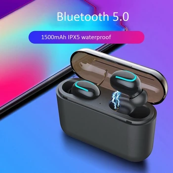 Trådløse Hovedtelefoner,5.0 Bluetooth Øretelefoner med Opladning Rum 10M In-Ear Hovedtelefoner til at Køre/Tale Chatt,Sort