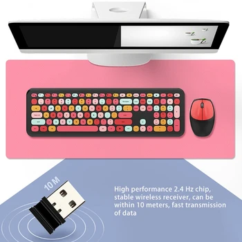 Trådløst Tastatur, Mus Combo Multi-Farve Slå Intelligent Strømbesparende Mus