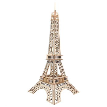 Træ-DIY 3D Puslespil Eiffel Tower Model Kid Puslespil Pædagogisk Legetøj