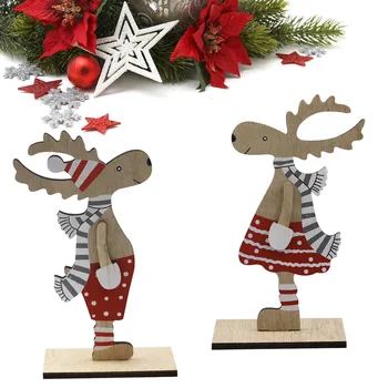 Træ-Julen Rensdyr Tabel Stå Tegn, Nedtælling Til Jul, Festlig Ferie Dekoration, Brun Rensdyr