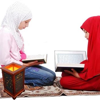 Træ-Muslimske Simulering Lanterne Lys LED-Lys Hellige Koran Mønster Bogstaver Lysende Eid Mubarak Part Indretning Lampe