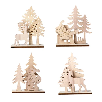 Træ-Snemand Hjorte Santa Desktop Indretning Ornamenter Julegave Indretning