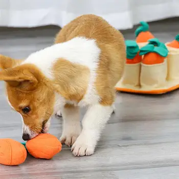 Træk Gulerod Spil Puzzle Dog Toy Slow Food Uddannelse Legetøj Hund, Hvalp Legetøj(Gul Orange)