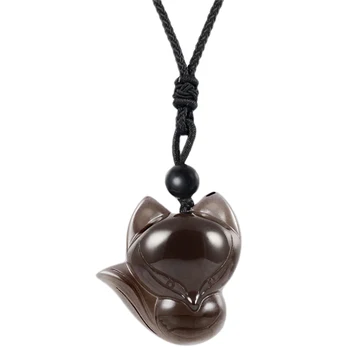 TUMBEELLUWA Amulet Halskæde Unisex Sort Obsidian Vedhæng Kæde Buddha på Elefant Halskæde Healing Heldig Halskæde Smykker