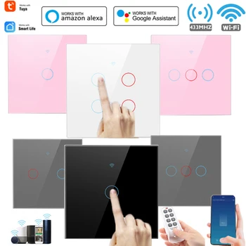 TUYA 433MHZ Universal Smart Switch WiFi Smart Switch 4/3/2/1 Bande Smart Touch Skift-Knappen For Alexa Og Google Startside Assistan