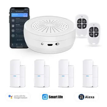 Tuya Wifi Smart Home Alarm System Trådløse Tyverialarmer Sikkerhed Alarm Tuya Smart Liv App Control Wireless Home Alarm Kit Til Alexa