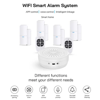 Tuya Wifi Smart Home Alarm System Trådløse Tyverialarmer Sikkerhed Alarm Tuya Smart Liv App Control Wireless Home Alarm Kit Til Alexa