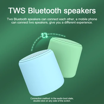 TWS Bluetooth Højttaler 360 Graders Stereo Lyd 400mAh Batteri Bærbart Trådløst Mini Bluetooth Højtaler til Udendørs