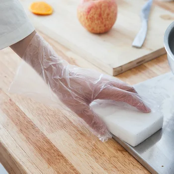 Tykkere engangs handsker transparent E529 køkken catering hairdry plast PE-folie handsker mad, snack handsker