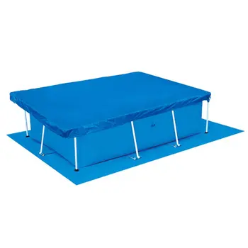 Tykkere Rektangel Form Vandtæt Pool Cover Beskyttende Foldbar Med Jorden Mat Udendørs Haven Bærbare Tilbehør Slidstærkt PE