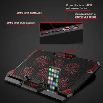 Tynd Is Seks Fan Touchpad ' en Notebook Køler Med 3 Blæser Kombination Modes, High-speed Silent Fan Notebook Køler